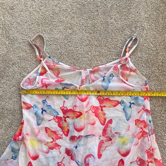 Y2K Fairycore Sheer Butterfly Asymmetrical Cami Top Pink & Blue L - Picture 7 of 7